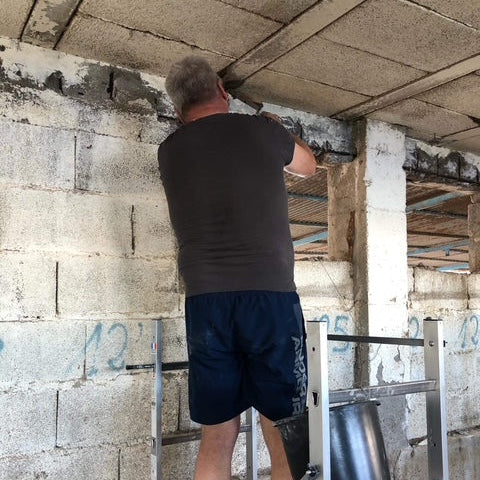We also did our part in rebuilding and renovation of our farm. Here we are sanitising deteriorated concrete.